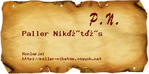 Paller Nikétás névjegykártya